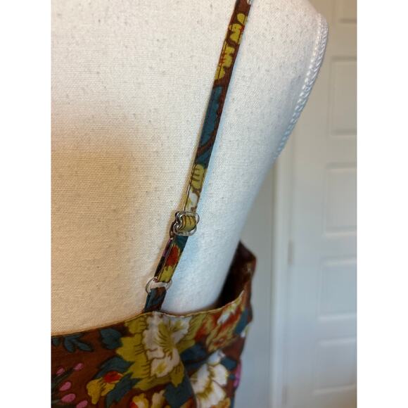 Shana | 100% Cotton Floral Spagetti Strap Smock Waist Dress | Large - Picture 12 of 14